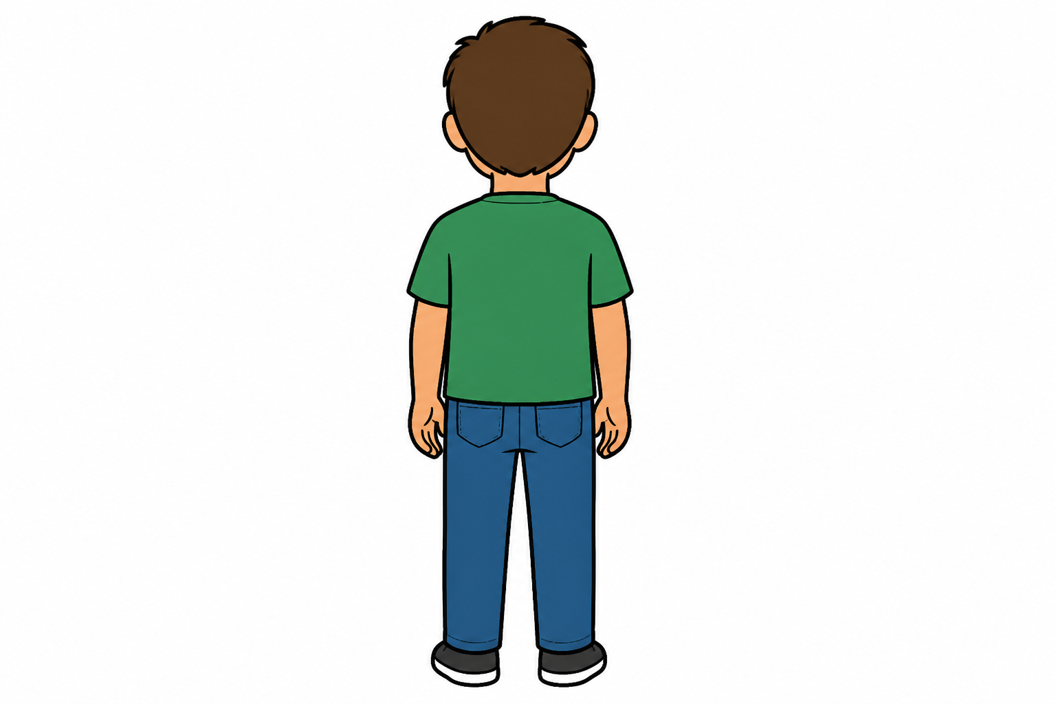 A person seen from behind, facing front